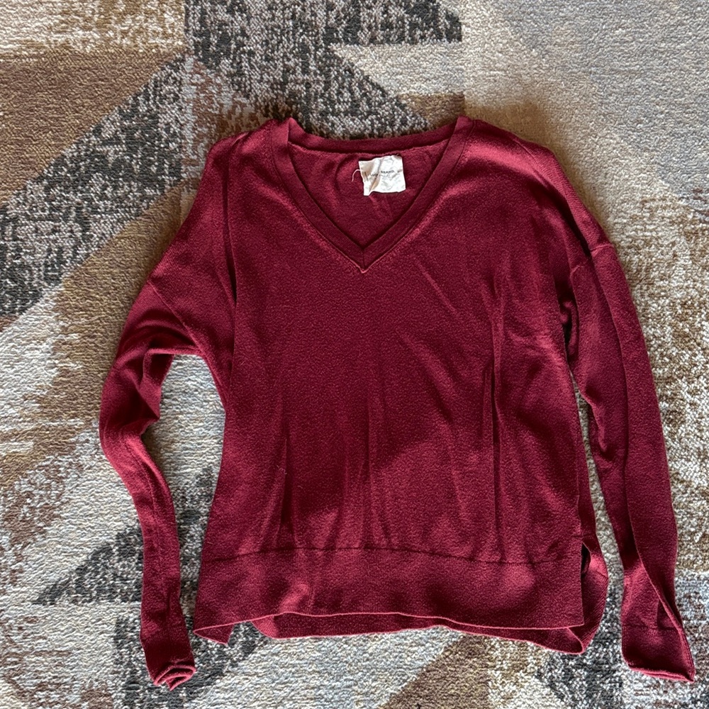 Lucky Brand Burgundy V-Neck Sweater